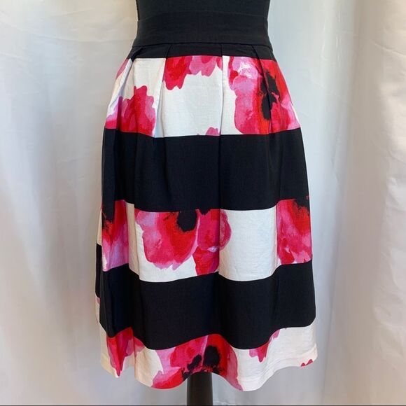 Tristan striped floral flower A-line skirt Sz 4 - Picture 4 of 11